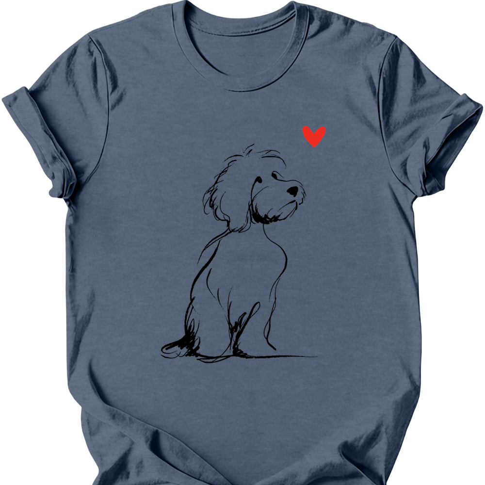Cavapoo sketch tee heather indigo