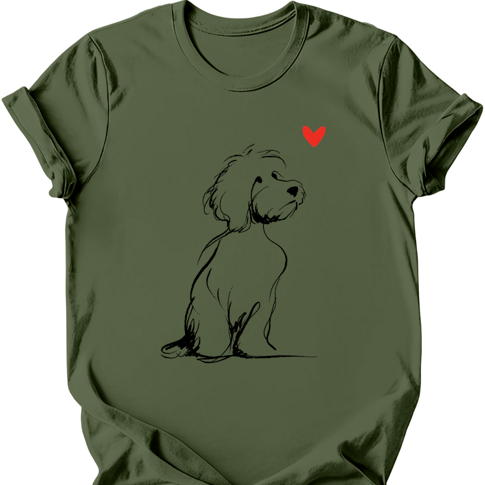 Cavapoo sketch tee military green