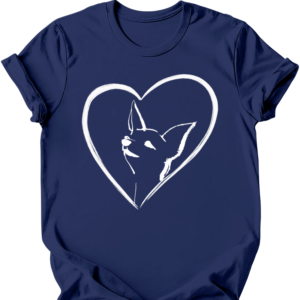 Chihuahua heart dog tee navy