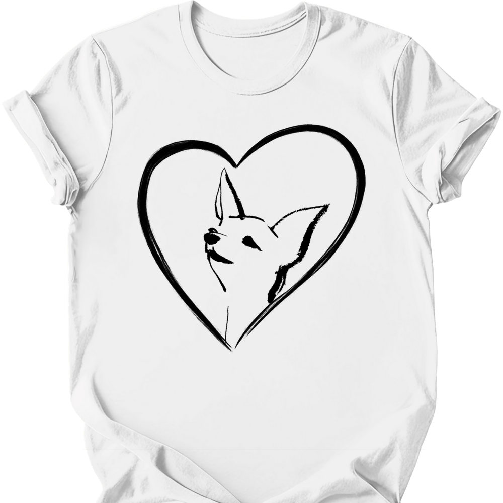 Chihuahua heart dog tee white