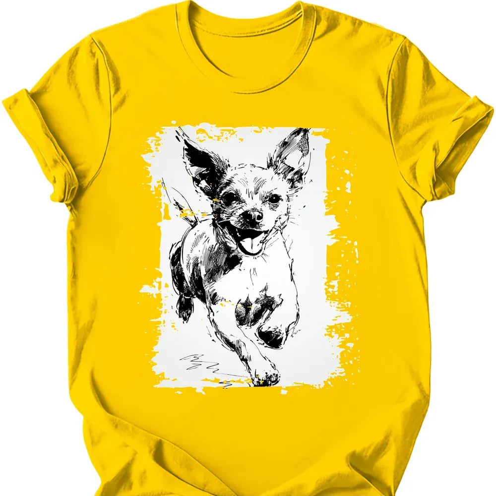 Chihuahua running dog tee daisy