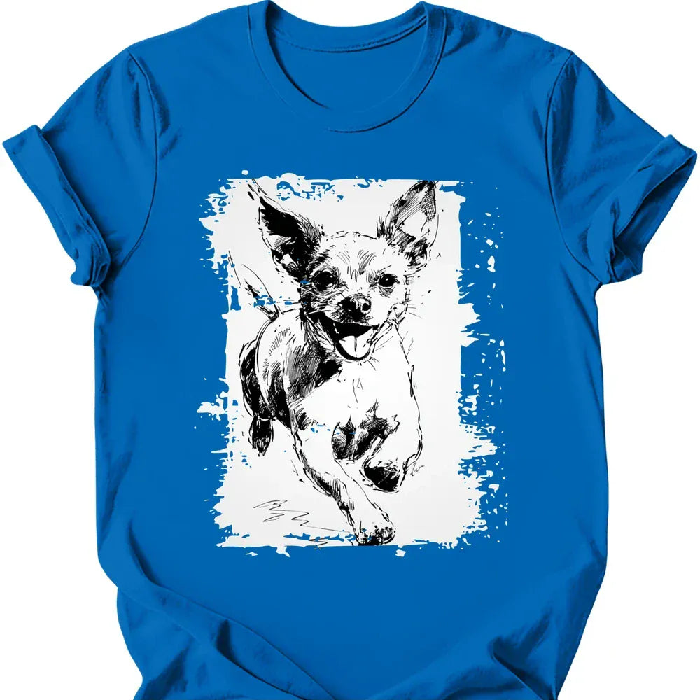 Chihuahua running dog tee royal