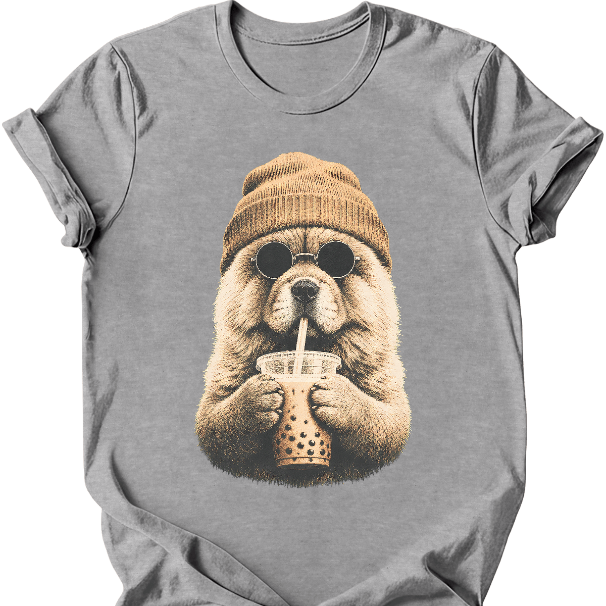 chow chow hipster dog tee sport grey