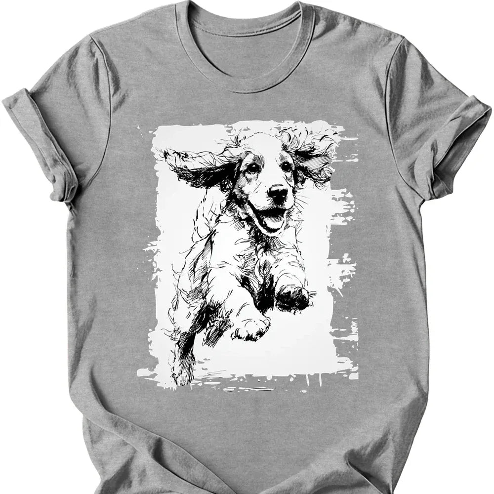 Cocker Spaniel running dog tee sport grey