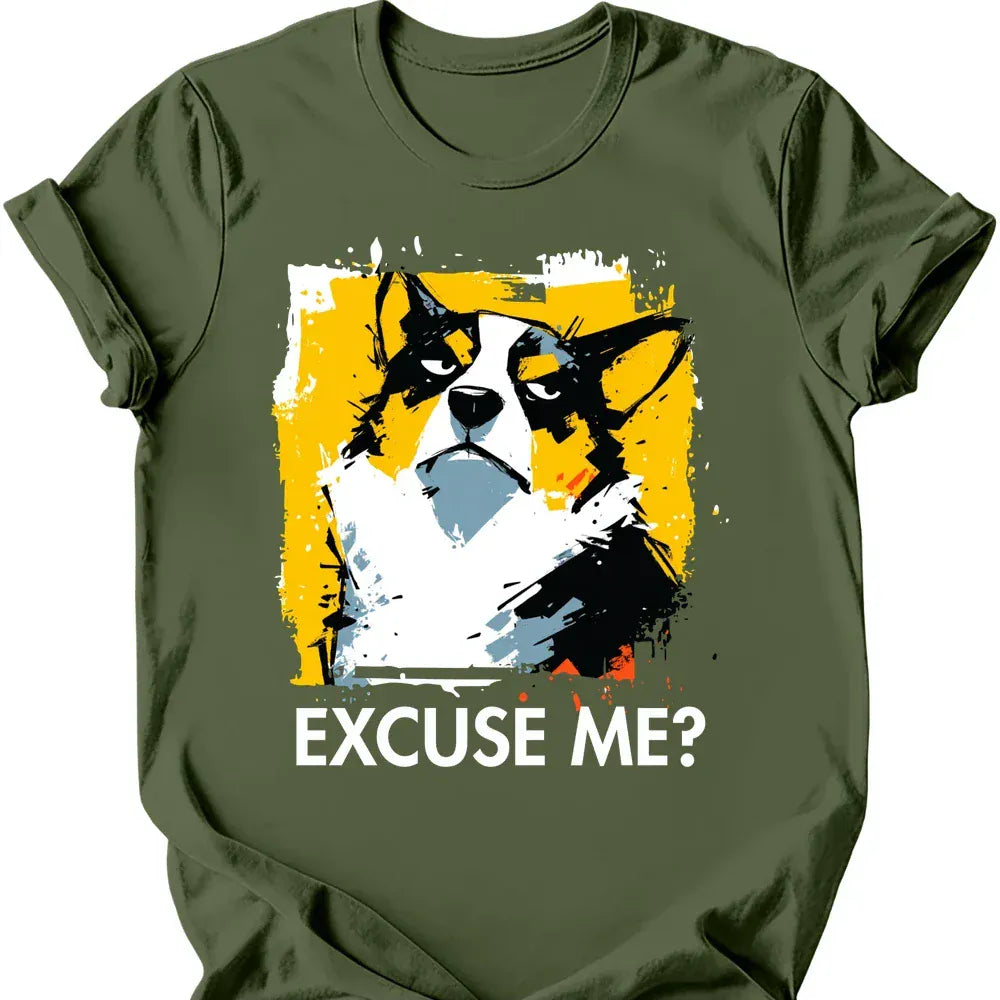 Corgi excuse me tee military green