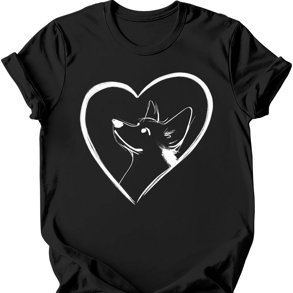Corgi heart dog tee black