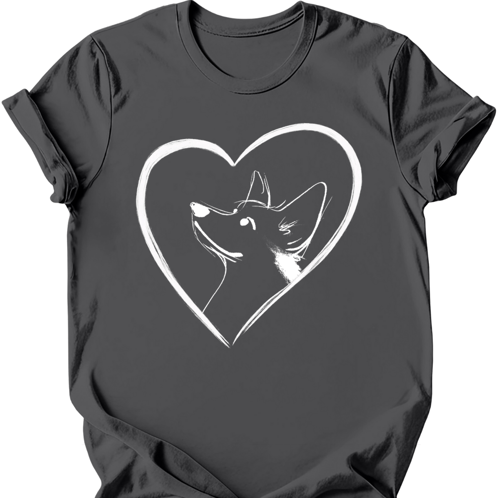 Corgi heart dog tee charcoal