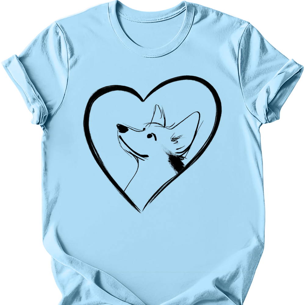 Corgi heart dog tee light blue