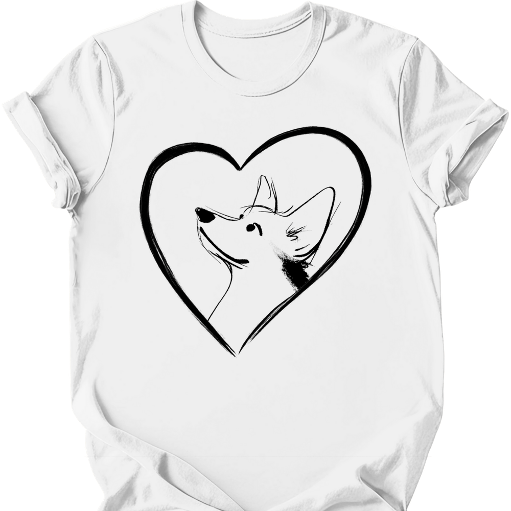 Corgi heart dog tee white