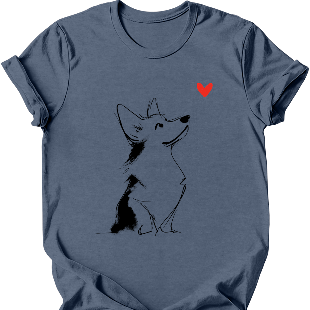 Corgi sketch tee heather indigo