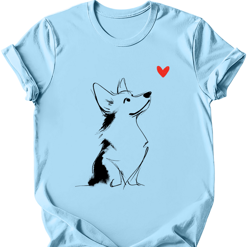 Corgi sketch tee light blue