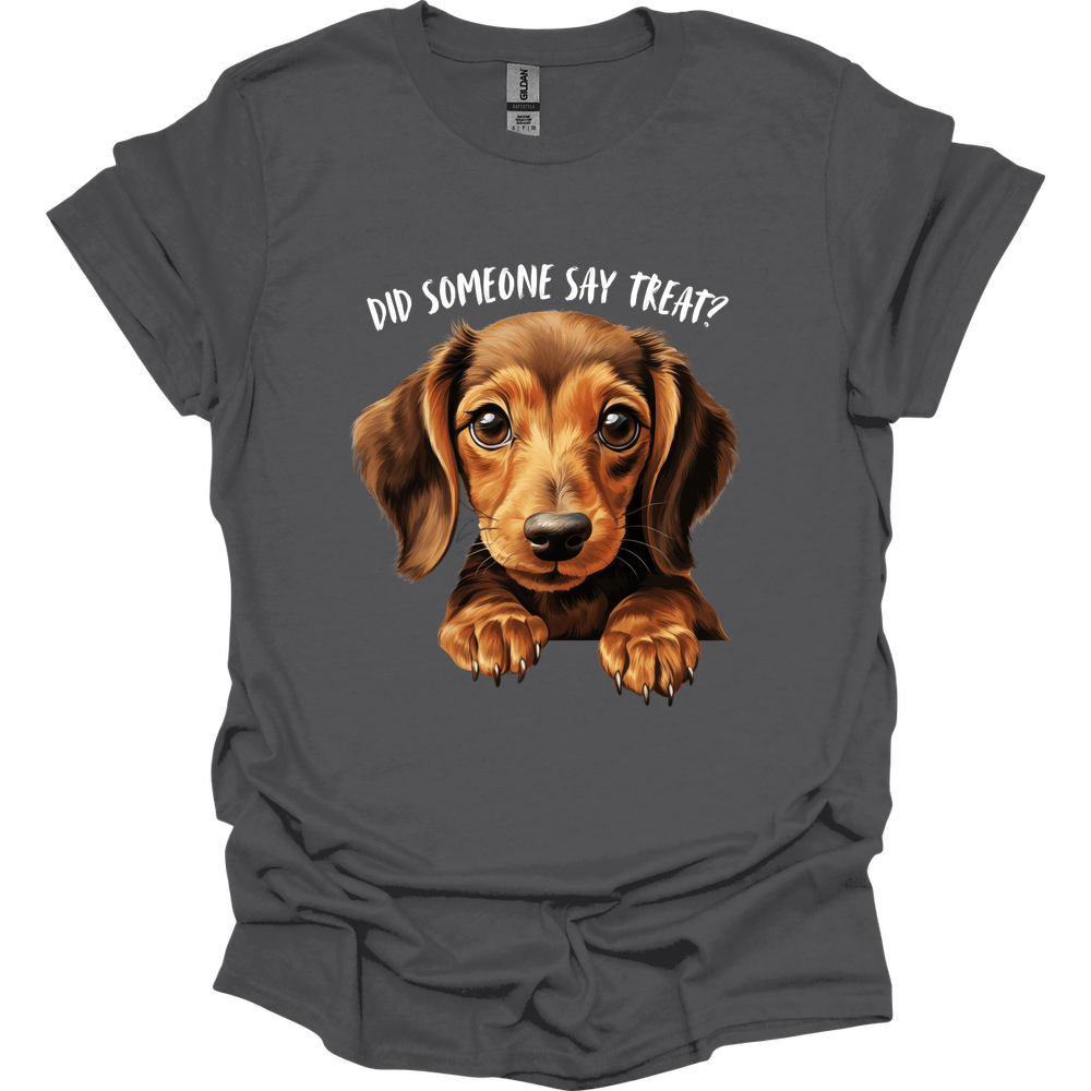 dachshund did someone say treat shirt charcoal