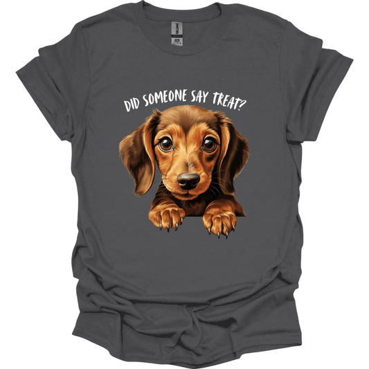 dachshund did someone say treat shirt charcoal