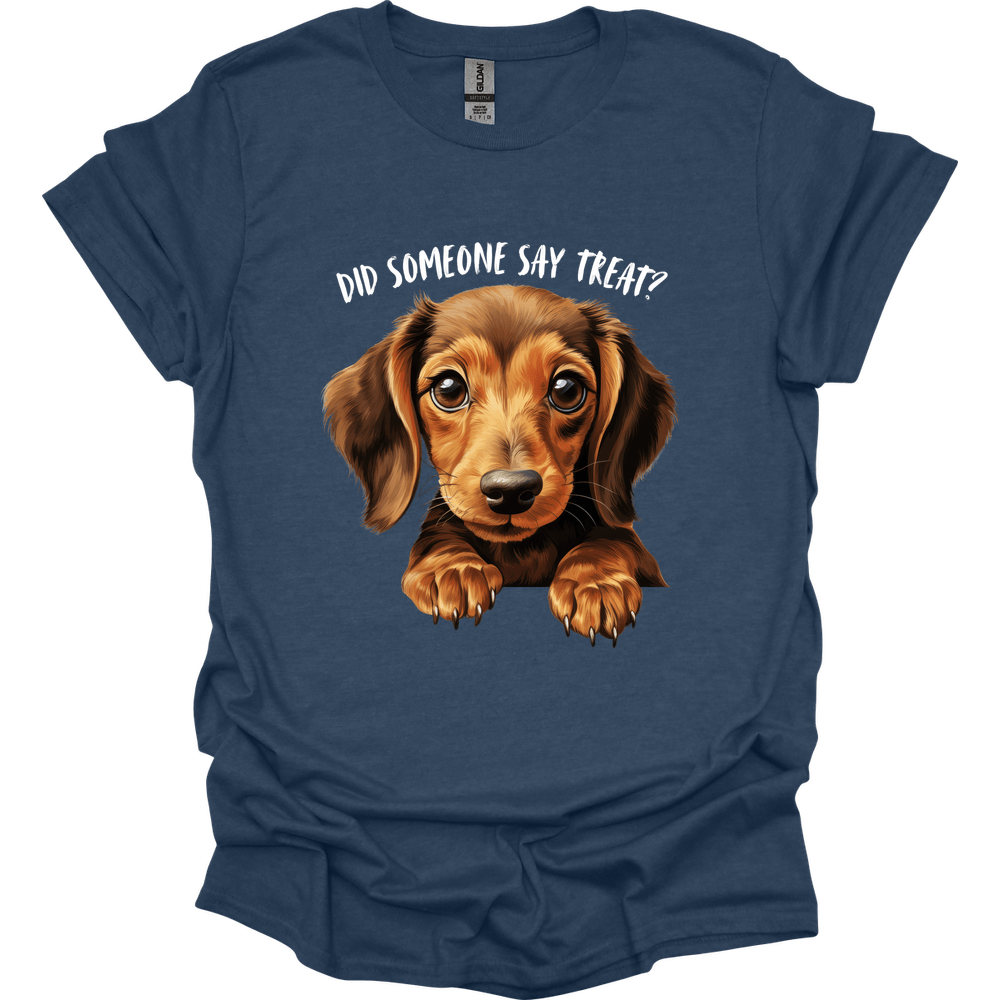 dachshund did someone say treat shirt heather navy