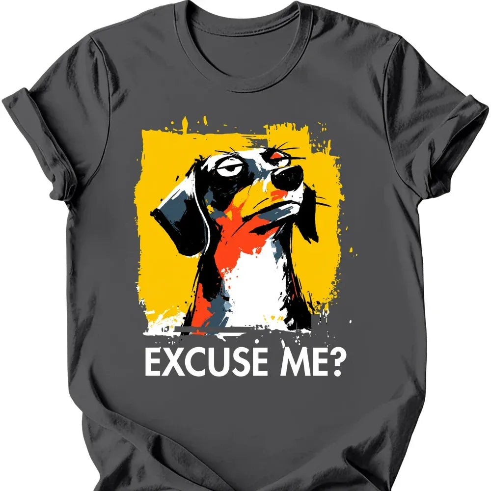 Dachshund excuse me tee charcoal