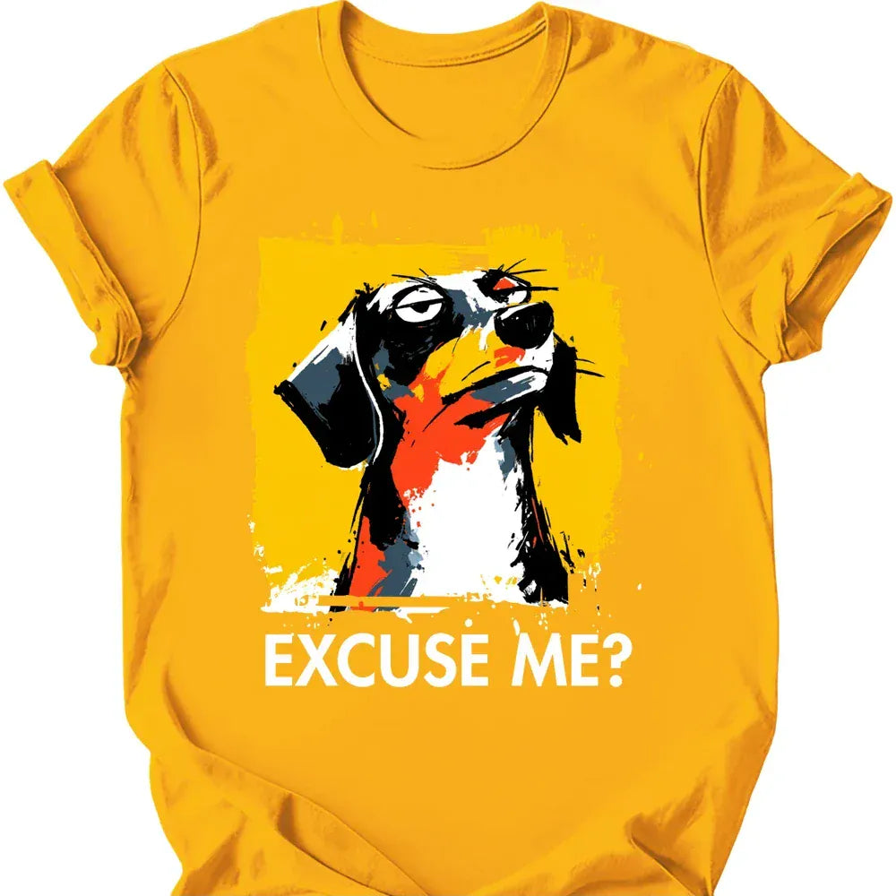 Dachshund excuse me tee gold