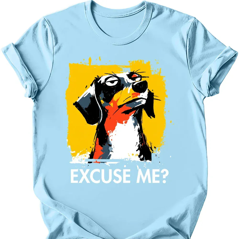 Dachshund excuse me tee light blue