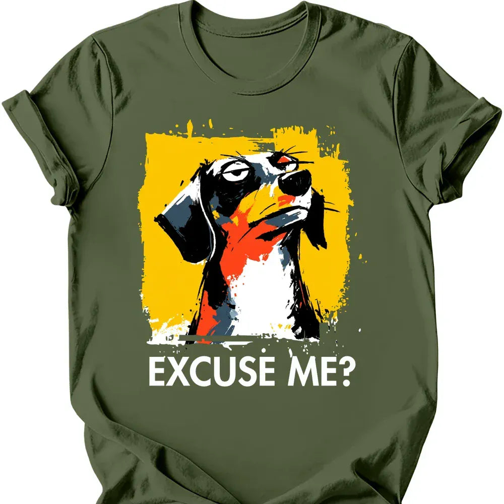 Dachshund excuse me tee military green