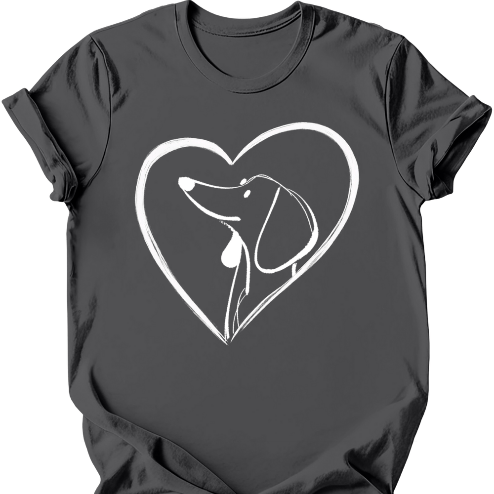 Dachshund heart dog tee charcoal