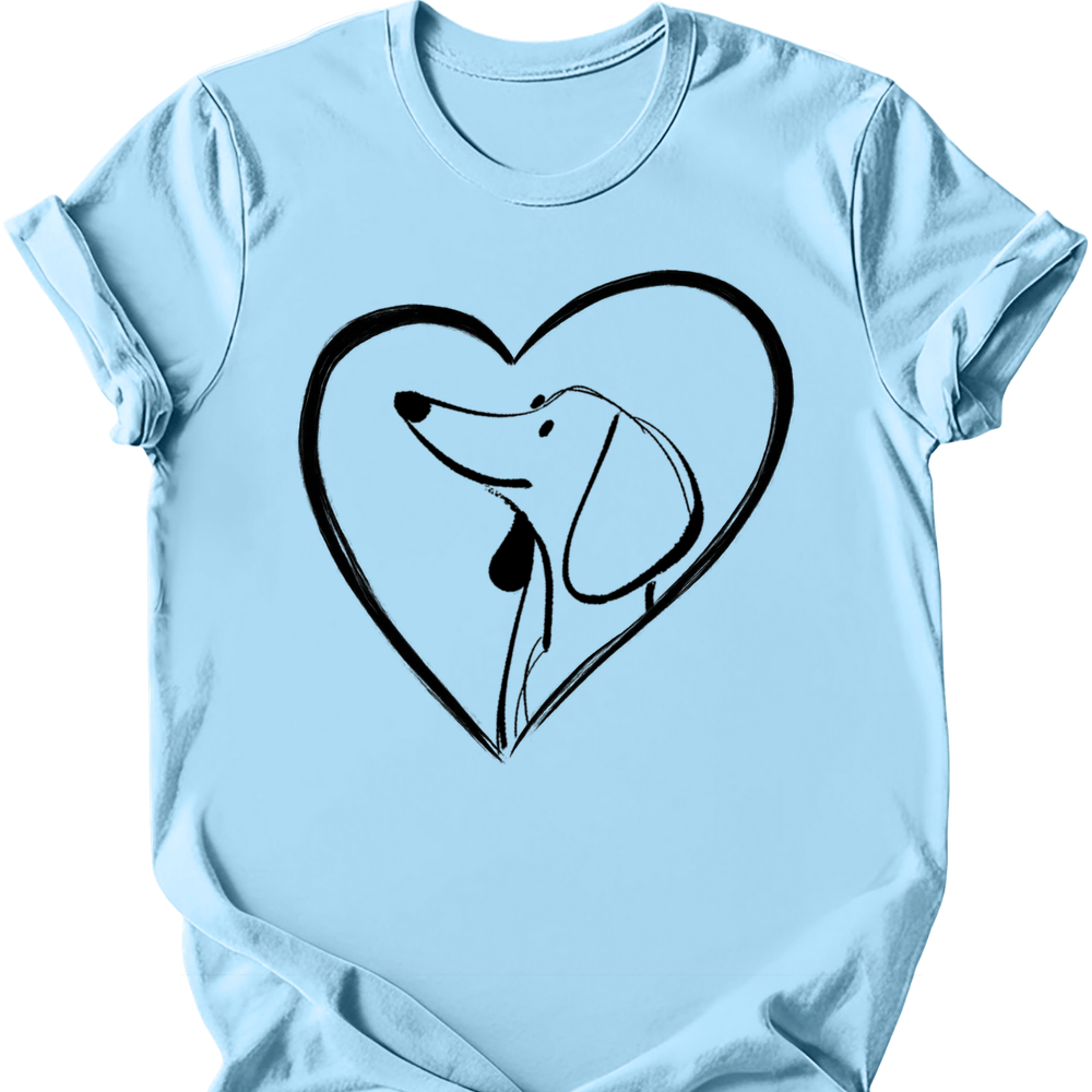 Dachshund heart dog tee light blue
