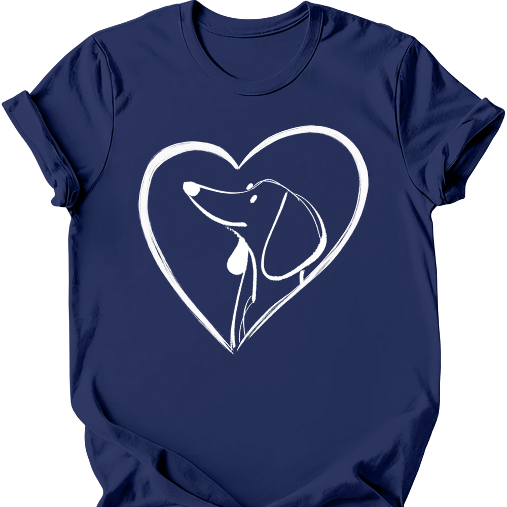Dachshund heart dog tee navy