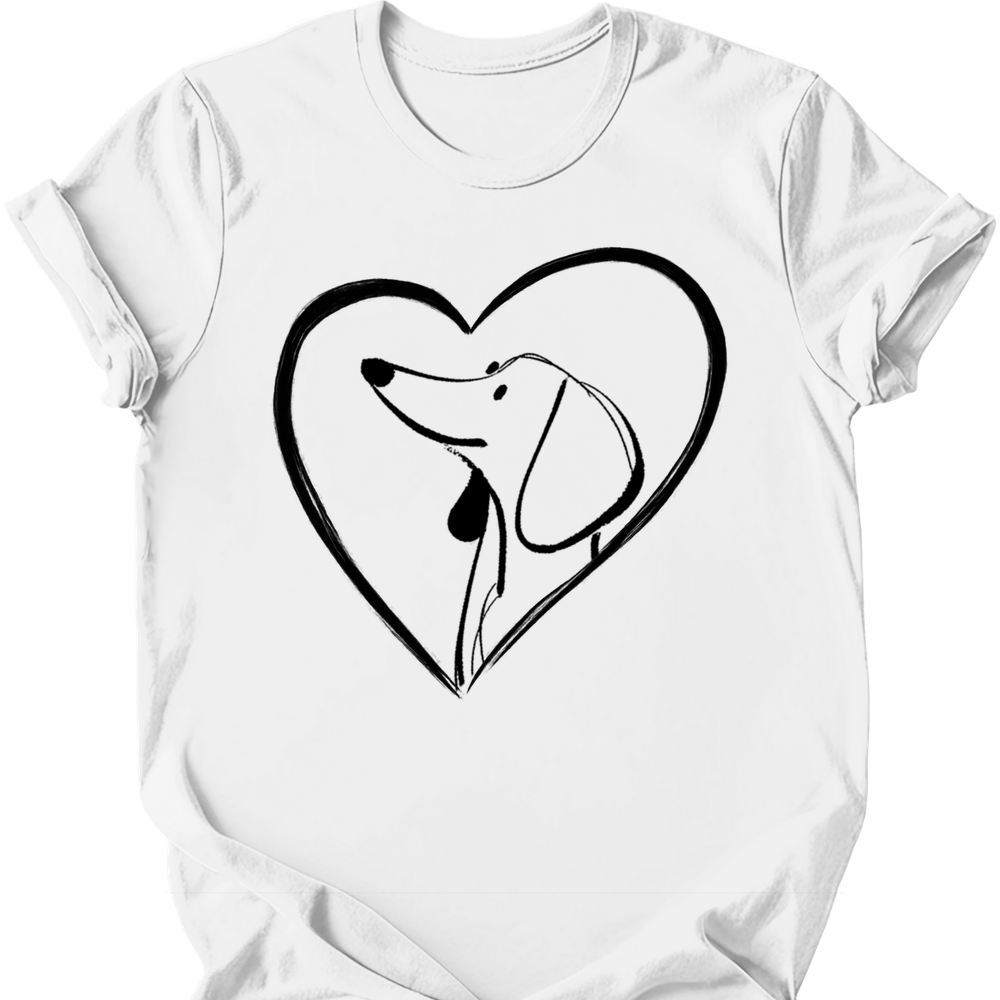 Dachshund heart dog tee white