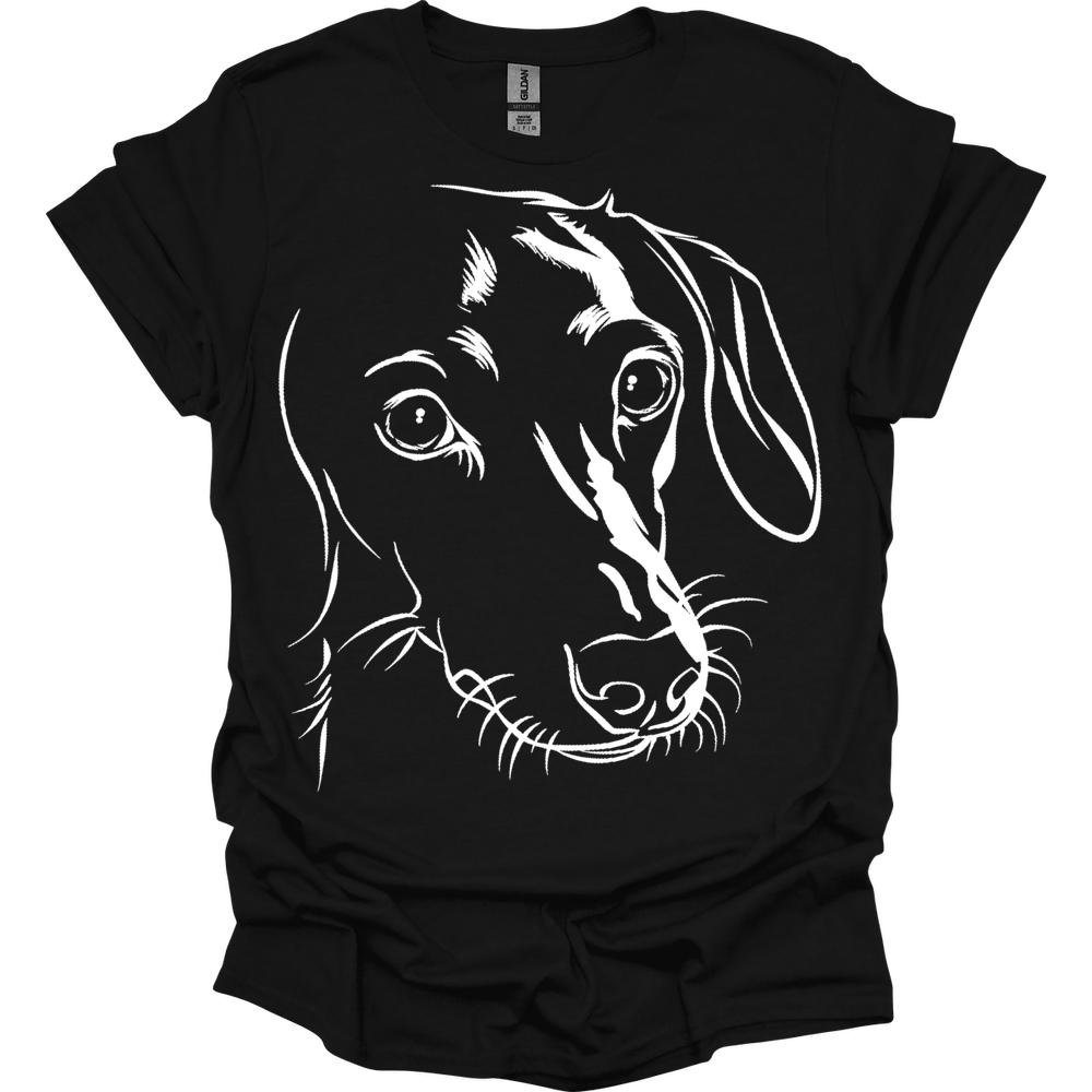 dachshund line art shirt black