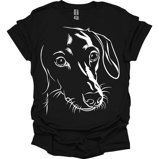 dachshund line art shirt black
