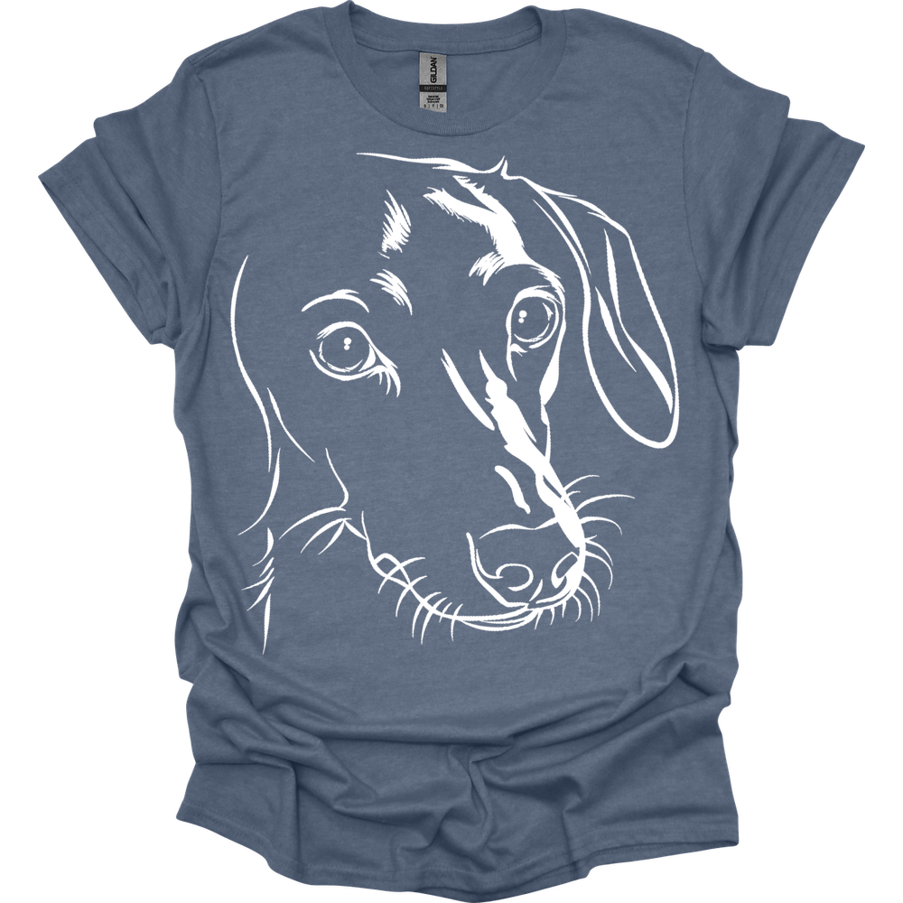 dachshund line art shirt heather indigo