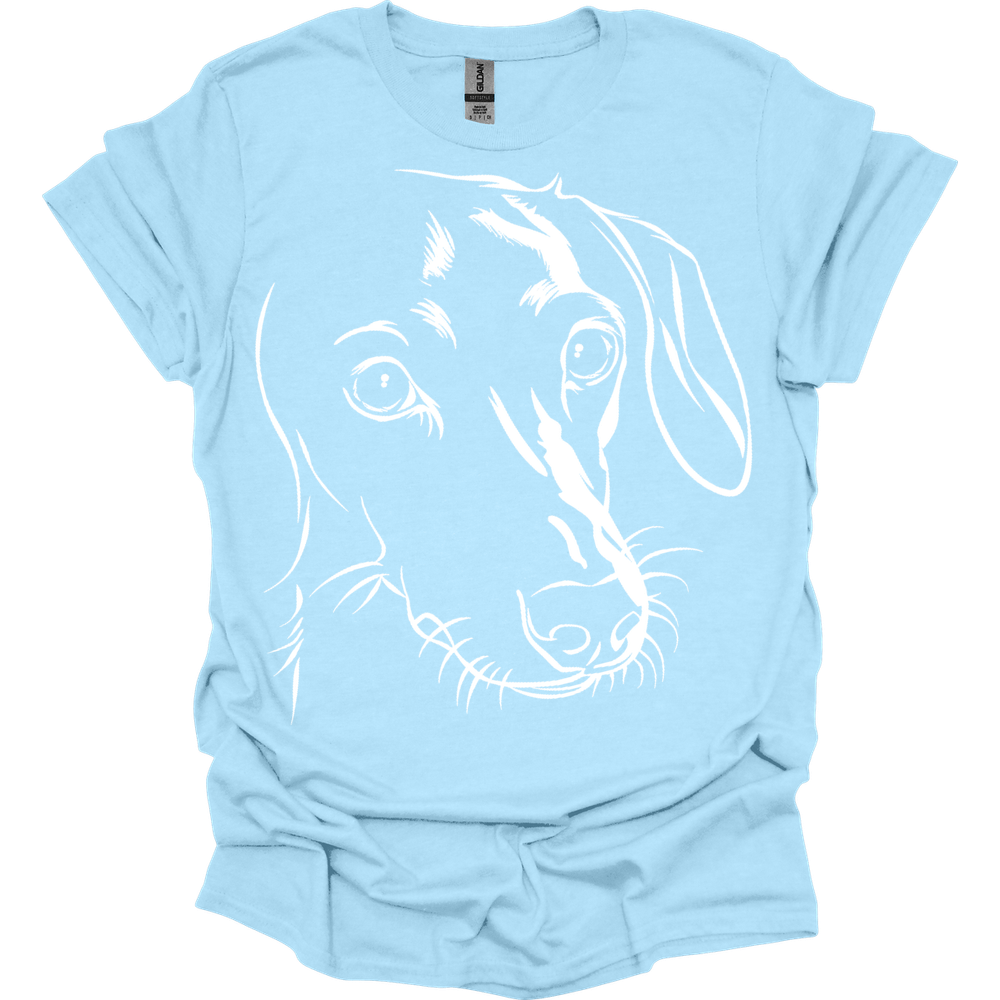 dachshund line art shirt light blue