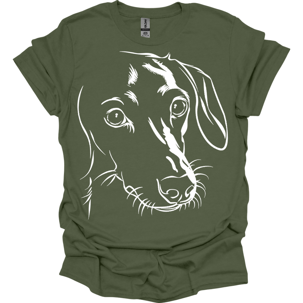 dachshund line art shirt military green