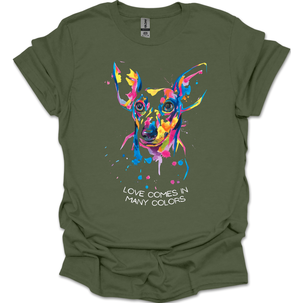 dachshund love comes in many colors shirt military green