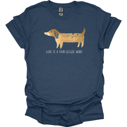 dachshund love is a four legged word shirt white heather navy
