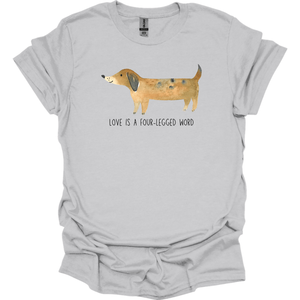 dachshund love is a four legged word shirt ice grey