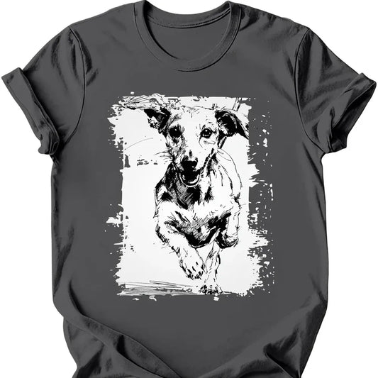 Dachshund running dog tee charcoal