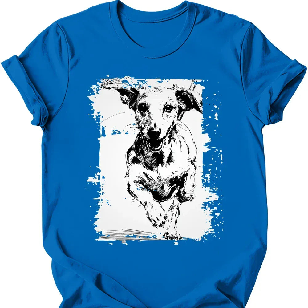 Dachshund running dog tee royal