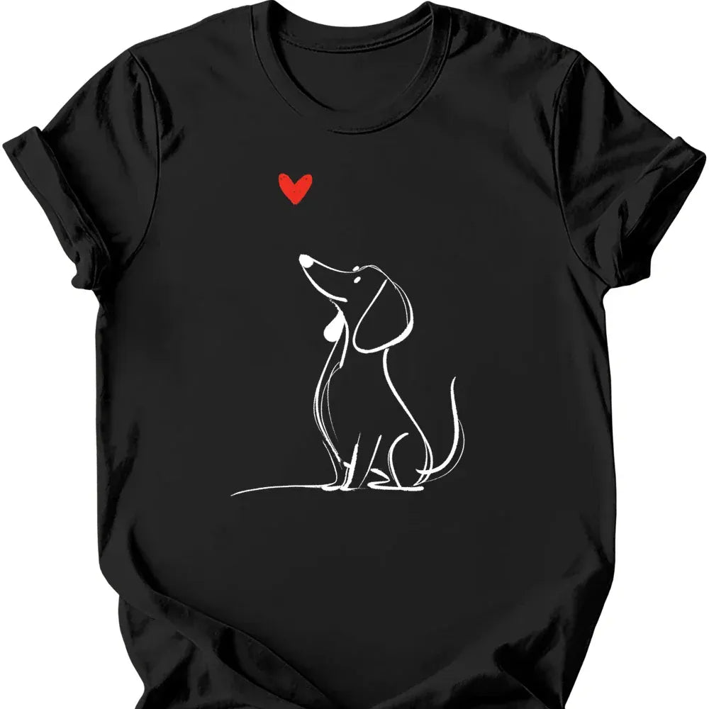 Dachshund sketch tee black