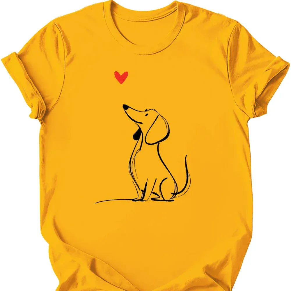 Dachshund sketch tee gold