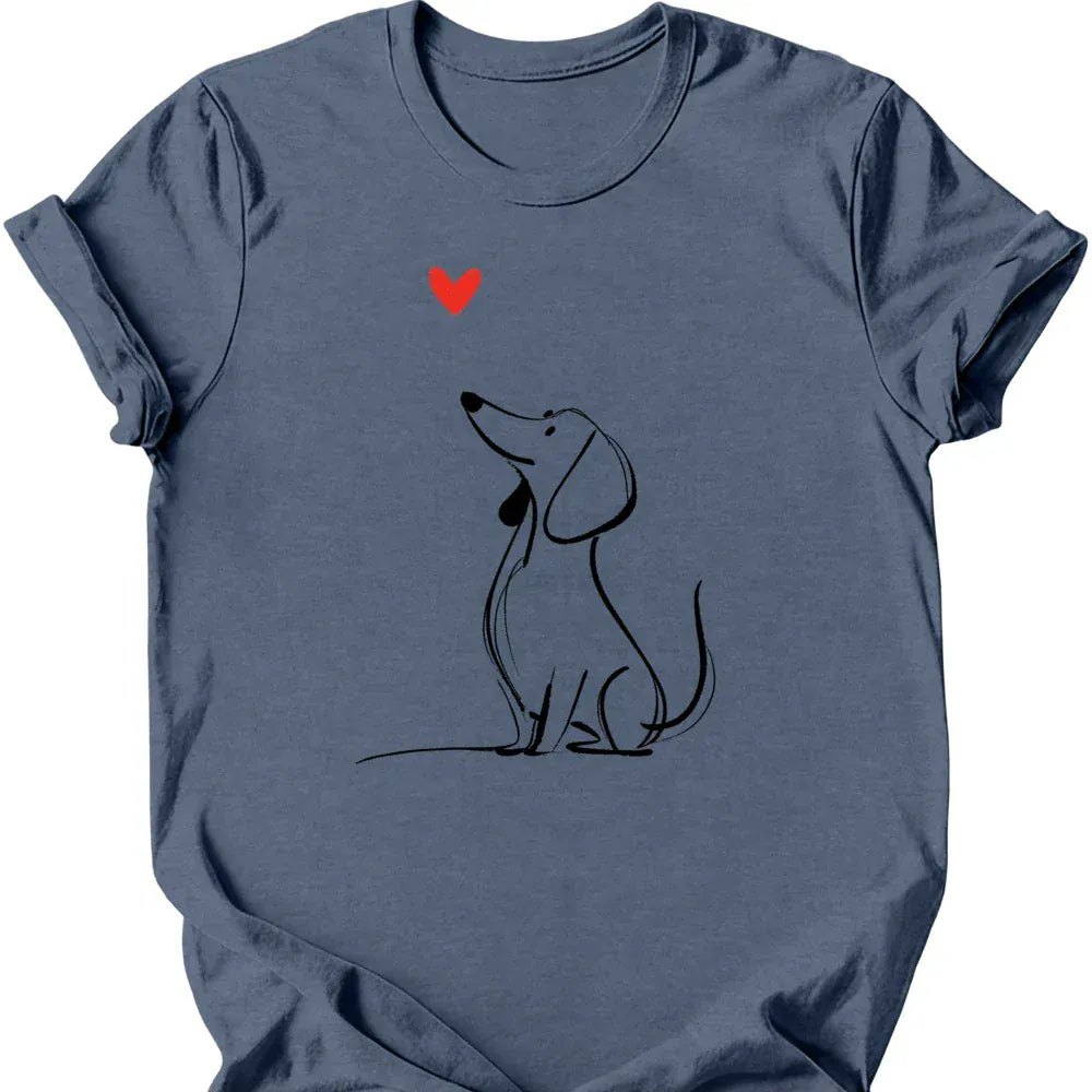 Dachshund sketch tee heather indigo
