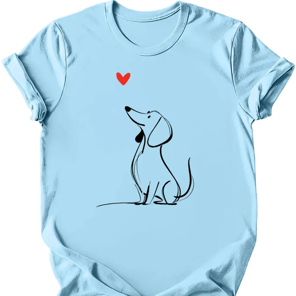 Dachshund sketch tee light blue