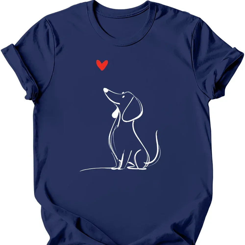 Dachshund sketch tee navy