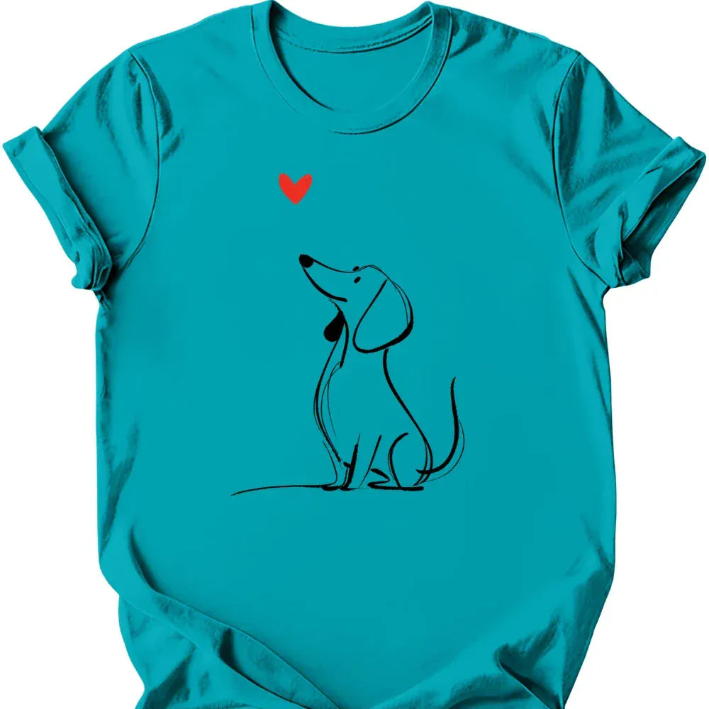 Dachshund sketch tee tropical blue
