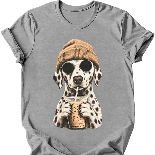 dalmatian hipster dog tee sport grey