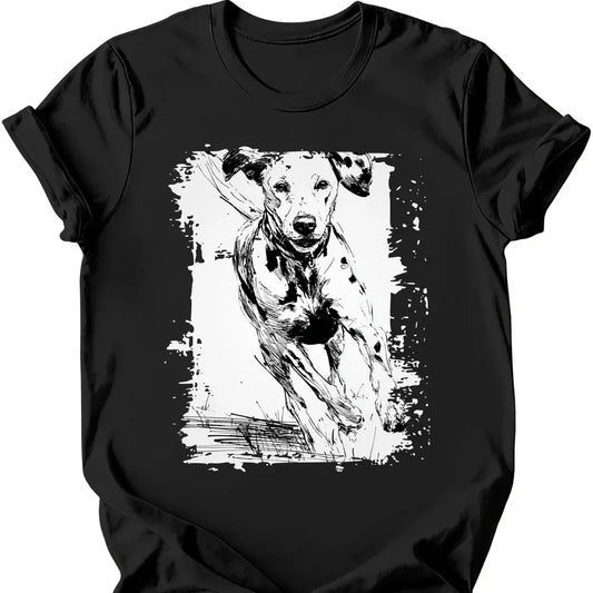 Dalmatian running dog tee black