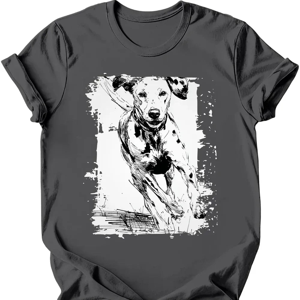 Dalmatian running dog tee charcoal