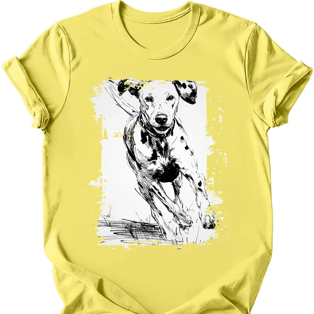 Dalmatian running dog tee cornsilk