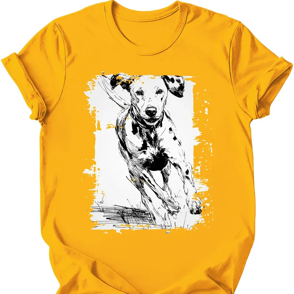 Dalmatian running dog tee gold