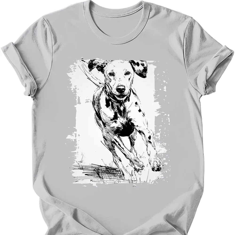 Dalmatian running dog tee ice grey