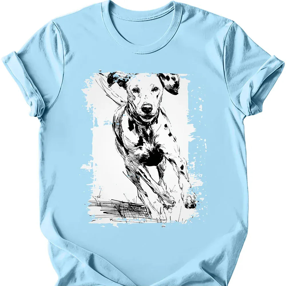 Dalmatian running dog tee light blue