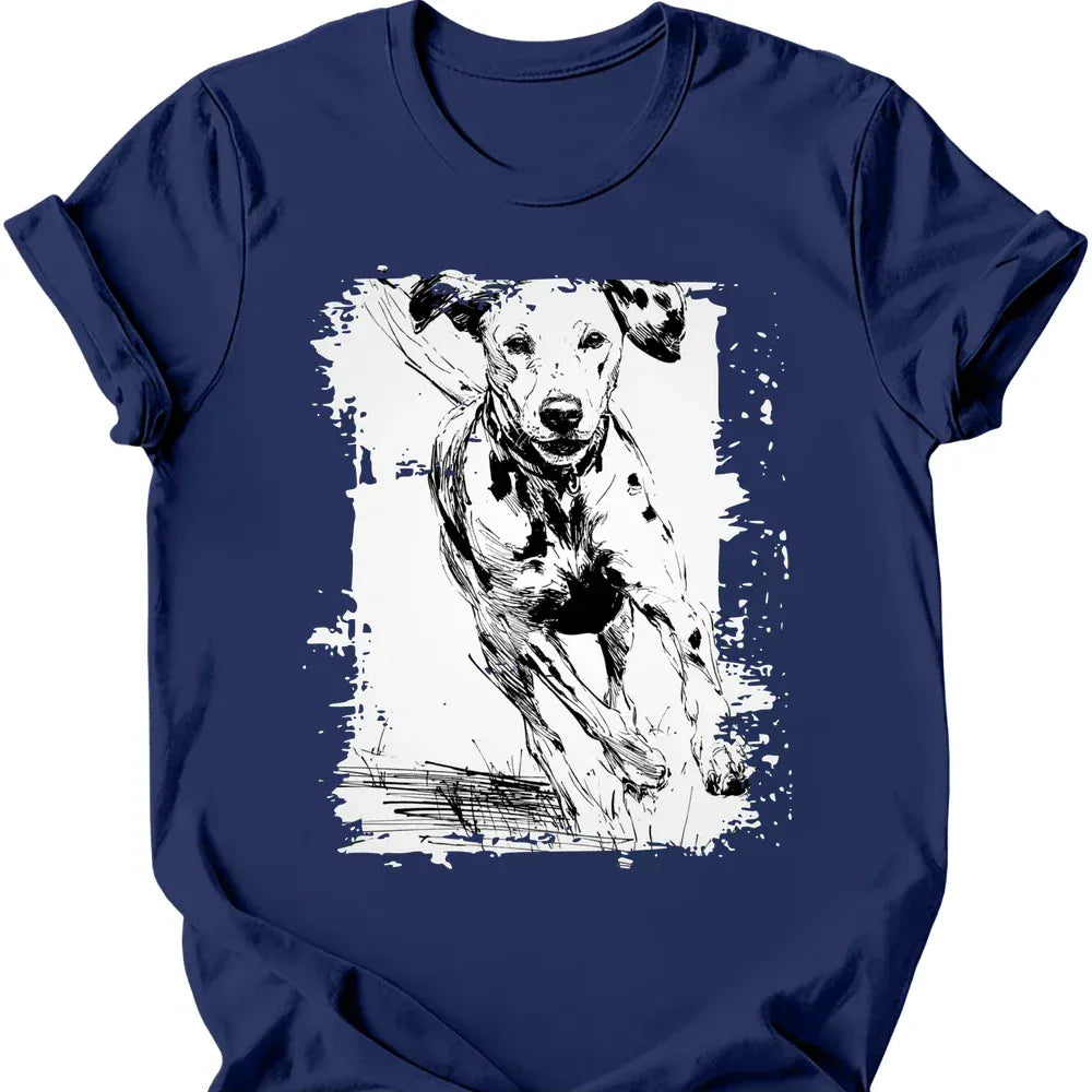 Dalmatian running dog tee navy